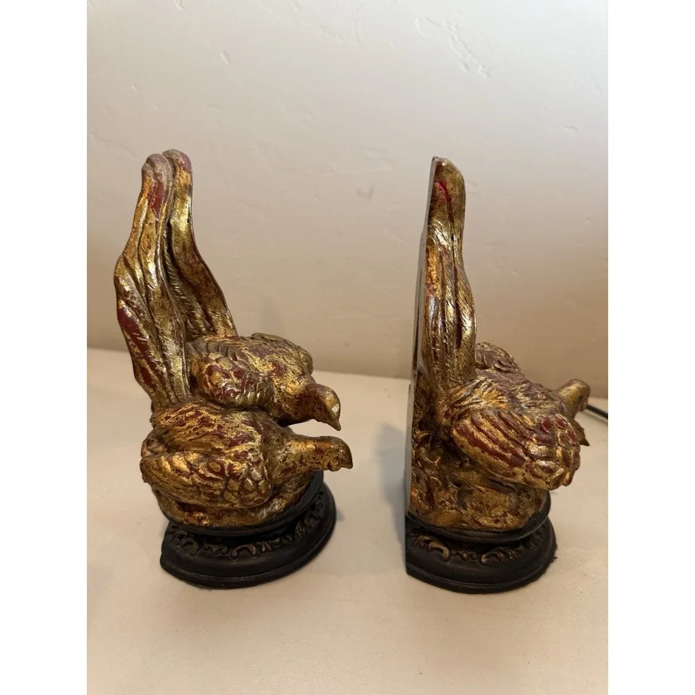 Vintage Pheasant Bookends Heavy Cast Composite 7.25